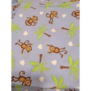 Monkeys And Palm Trees On Blue Background Cotton Fabric 1 Yard New